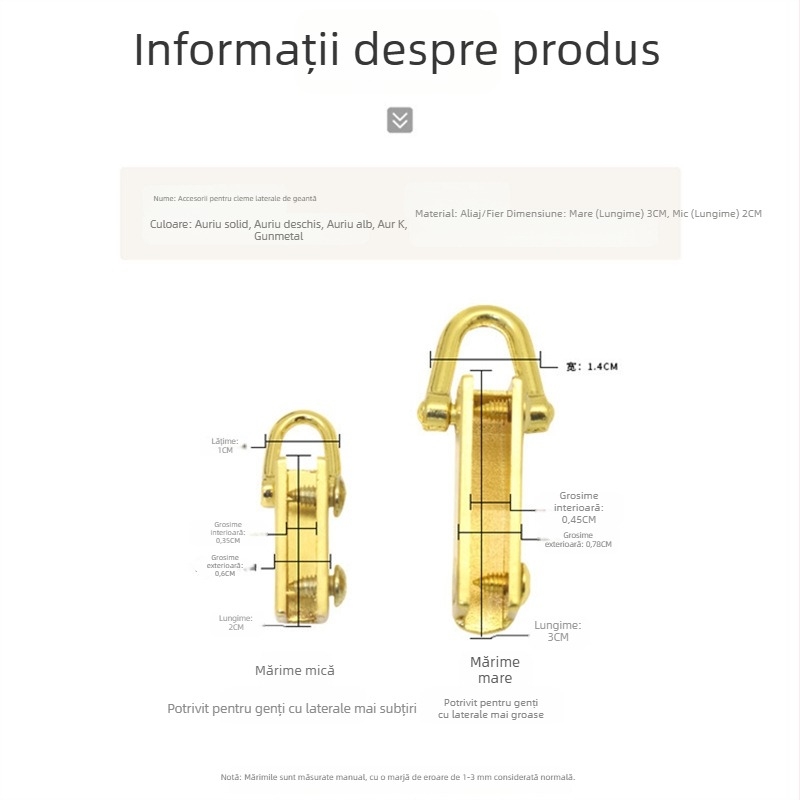Hardware metal pentru portofel și geantă: clips lateral detașabil, șuruburi pe ambele părți, lanț de agățare și accesorii pentru cataramă de geantă