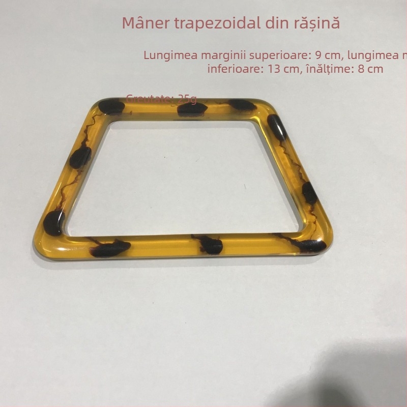 Mâner de geantă din rășină, formă trapezoidală - accesorii DIY, culoare tortoiseshell