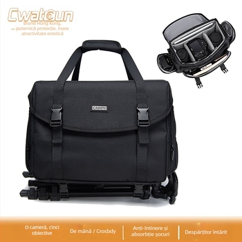 Geantă pentru cameră SLR de la Cwatcun – material 900D, protecție antifurt, rezistentă la șocuri, curea cu pernă de aer