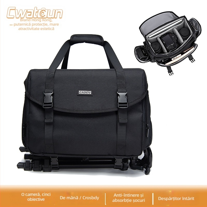 Geantă pentru cameră SLR de la Cwatcun – material 900D, protecție antifurt, rezistentă la șocuri, curea cu pernă de aer