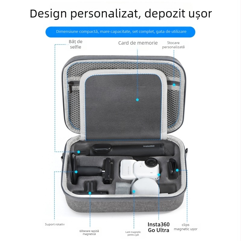 Sac de depozitare din Nylon pentru Insta360 Go Ultra, impermeabil, căptușit cu Lycra, capacitate 10 L, purtare cu curea crossbody