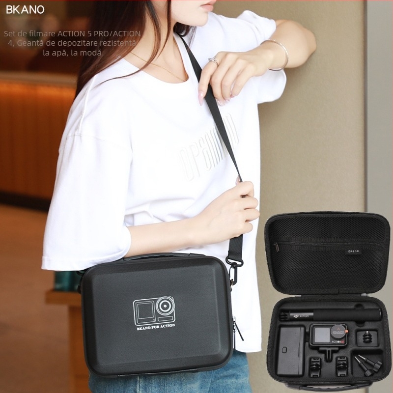 BKANO Geantă pentru Cameră pentru seria DJI Action, pentru umăr, PU Material, Unisex, Toamnă 2024