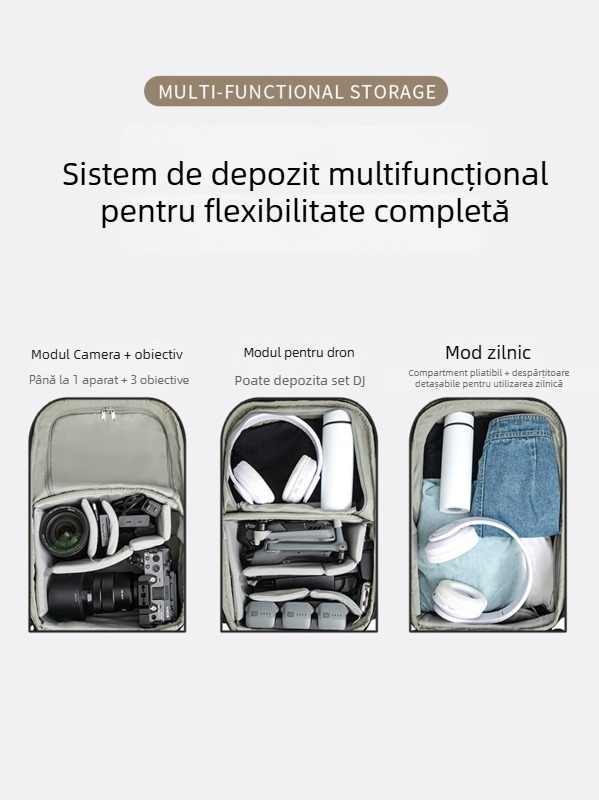 Rucsac foto din Nylon pentru SLR — design respirabil, impermeabil și ultraușor; capacitate mare pentru drumeții; curea cu pernă de aer