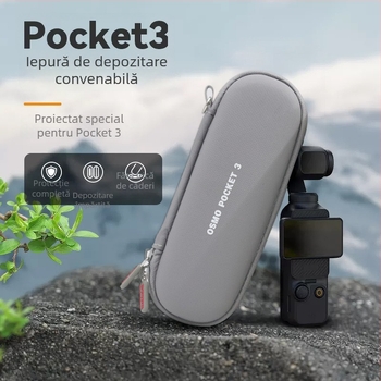 Carcasă portabilă pentru camera Pocket 3 cu capac de ecran și spațiu pentru accesorii, căptușeală Lycra, 140 g, model Pocket 3