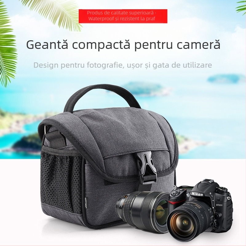 Geantă pentru aparat foto pentru mirrorless/DSLR, ușoară, pe umăr, impermeabilă; Material: canvas; Capacitate: încap 1 corp de cameră și 2 obiective; Greutate: 0,33 kg; Brand: beizhen