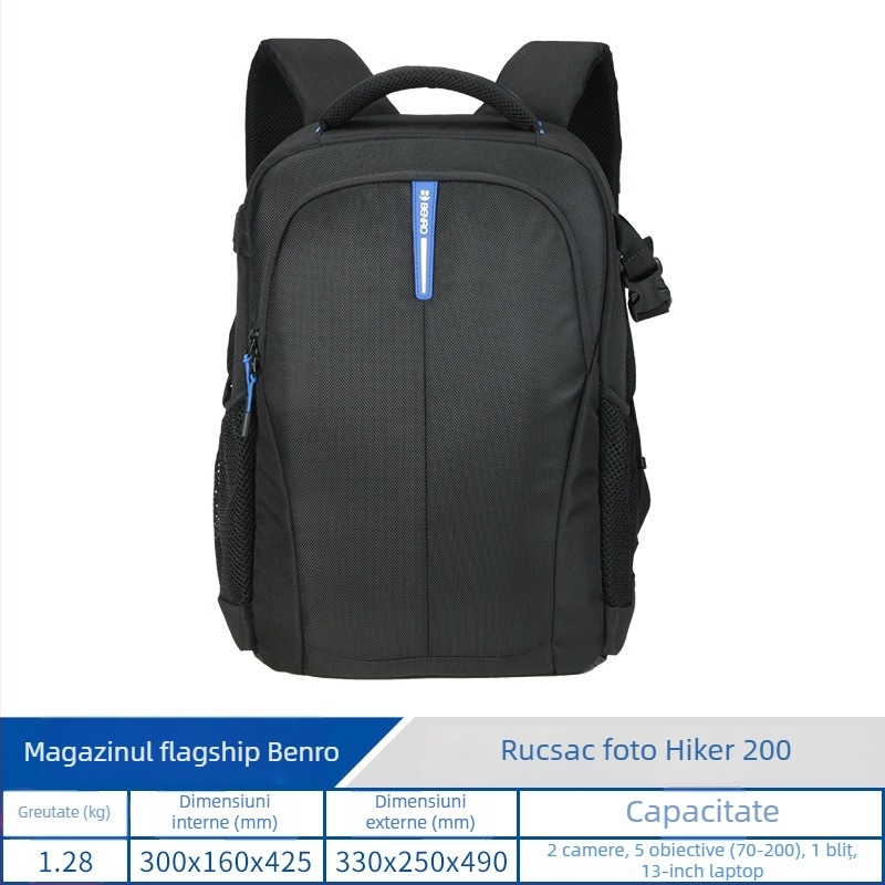 Benro rucsac DSLR pentru drumeții - ușor, profesional, geantă pentru echipament foto cu capacitate mare