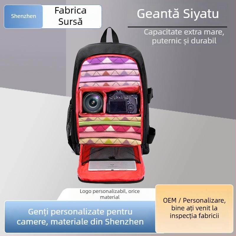 Rucsac pentru cameră DSLR/Mirrorless cu curea de umăr curvată — Ultra ușor, durabil la abraziune, antișoc, material Oxford, capacitate mare