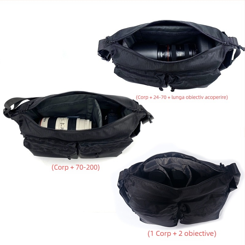 Geantă de umăr pentru aparat foto, cu capacitate mare, multifuncțională, compatibilă cu Canon/Nikon SLR, nailon, căptușeală poliester