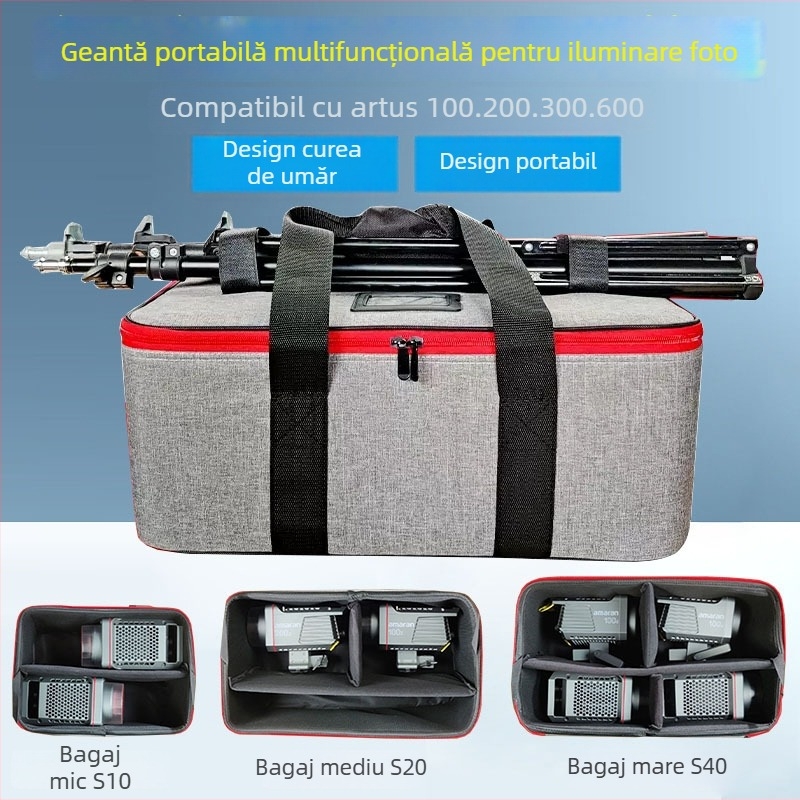 Geantă de depozitare pentru iluminator fotografic – pânză + placă rigidă; utilizare universală; greutate 2,8 kg; căptușeală Oxford
