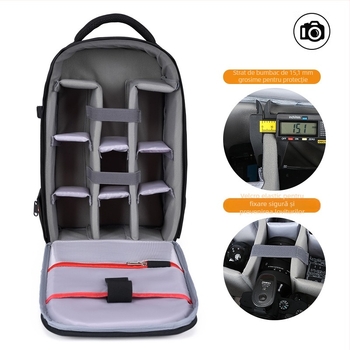 Geantă rucsac pentru camere DSLR și mirrorless — impermeabilă, ultraușoară, reduce sarcina; Material: Oxford țesătură; Căptușeală: poliester