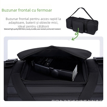 Geantă pentru kit foto cu trei suporturi de iluminare, set de trei lumini, Oxford, geantă crossbody pentru cameră cu fermoar