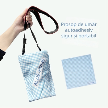 Geantă pentru aparat foto și laptop cu husă rigidă, design patchwork în carouri, exterior și căptușeală din poliester, stil rucsac