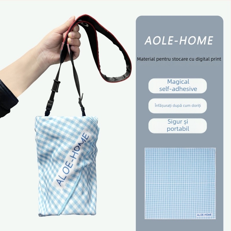 Geantă pentru aparat foto și laptop cu husă rigidă, design patchwork în carouri, exterior și căptușeală din poliester, stil rucsac