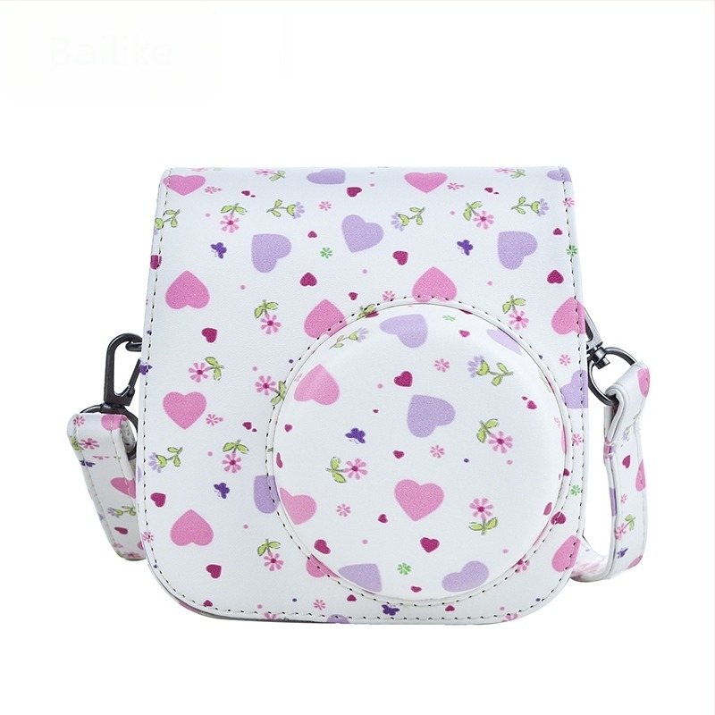 Geantă de cameră din PU, formă de inimă, pentru Polaroid Mini12/11/9, husă protectoare portabilă cu căptușeală de flanelă, 110 g