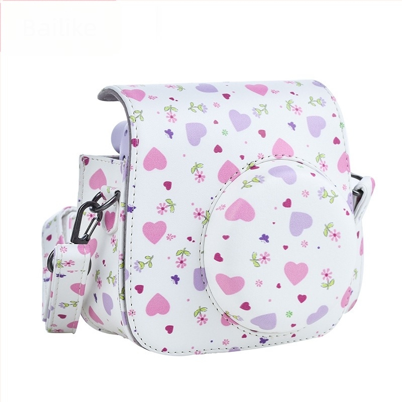 Geantă de cameră din PU, formă de inimă, pentru Polaroid Mini12/11/9, husă protectoare portabilă cu căptușeală de flanelă, 110 g