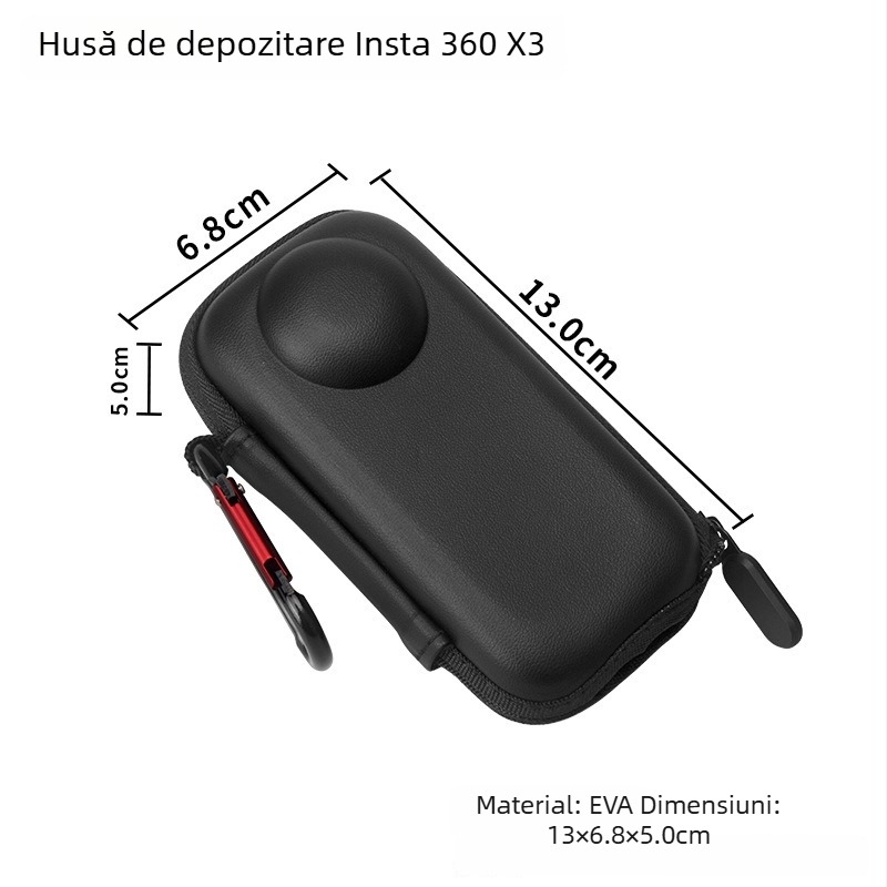 Husă de transport Insta360 One X3/X2, carcasă EVA, căptușeală din piele, rezistentă la apă, rezistentă la căderi, 50 g