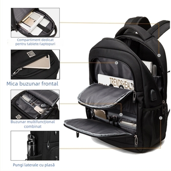 Bruno Cavalli BC-18399 Rucsac pentru laptop, 20–35L, Material Oxford, respirabil, impermeabil, rezistent la uzură, curea de umăr curbat