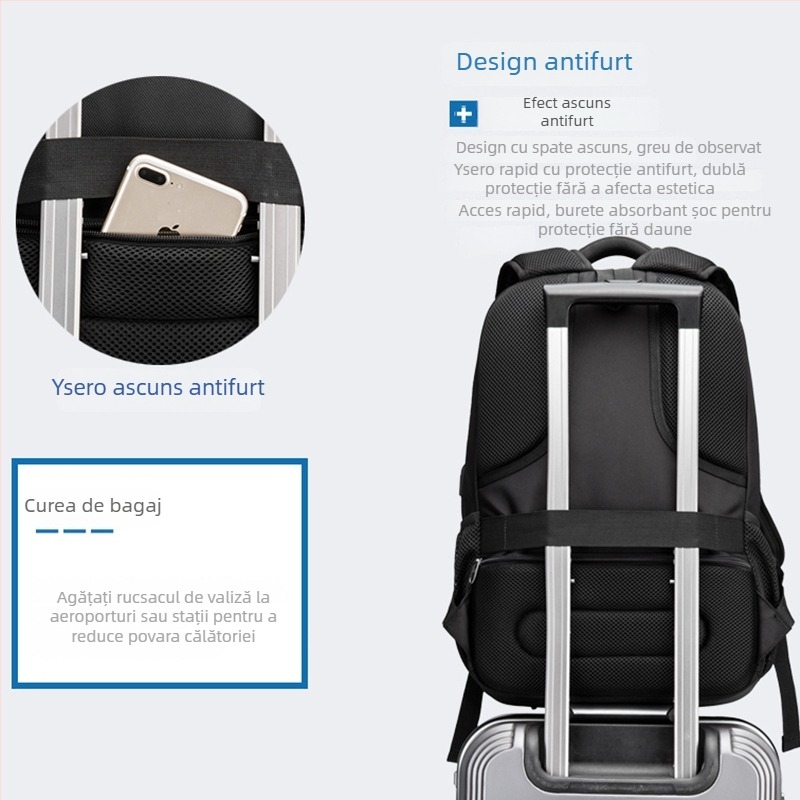 Bruno Cavalli BC-18399 Rucsac pentru laptop, 20–35L, Material Oxford, respirabil, impermeabil, rezistent la uzură, curea de umăr curbat