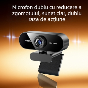 Webcam USB pentru laptop și desktop, 1080P, microfon încorporat, focalizare fixă, USB 2.0, fără drivere