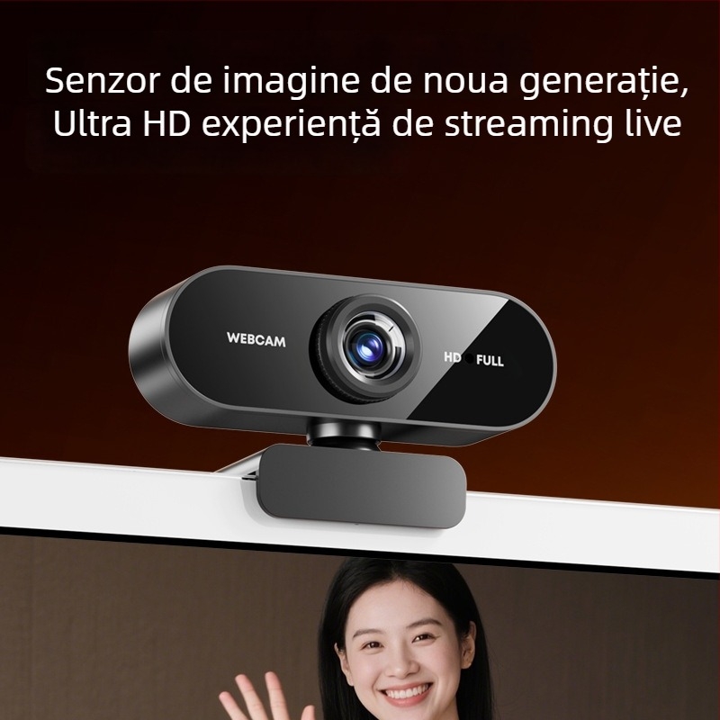 Webcam USB pentru laptop și desktop, 1080P, microfon încorporat, focalizare fixă, USB 2.0, fără drivere