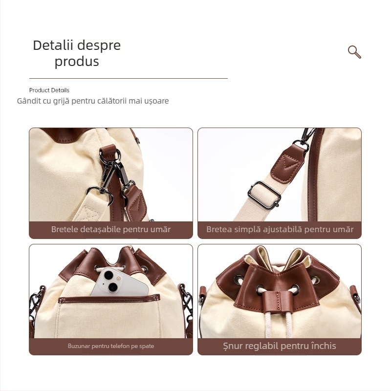 Geantă din pânză pentru camere SLR și camere fără oglindă, cu curea de umăr curbată — impermeabilă, căptușeală din pânză, design compact