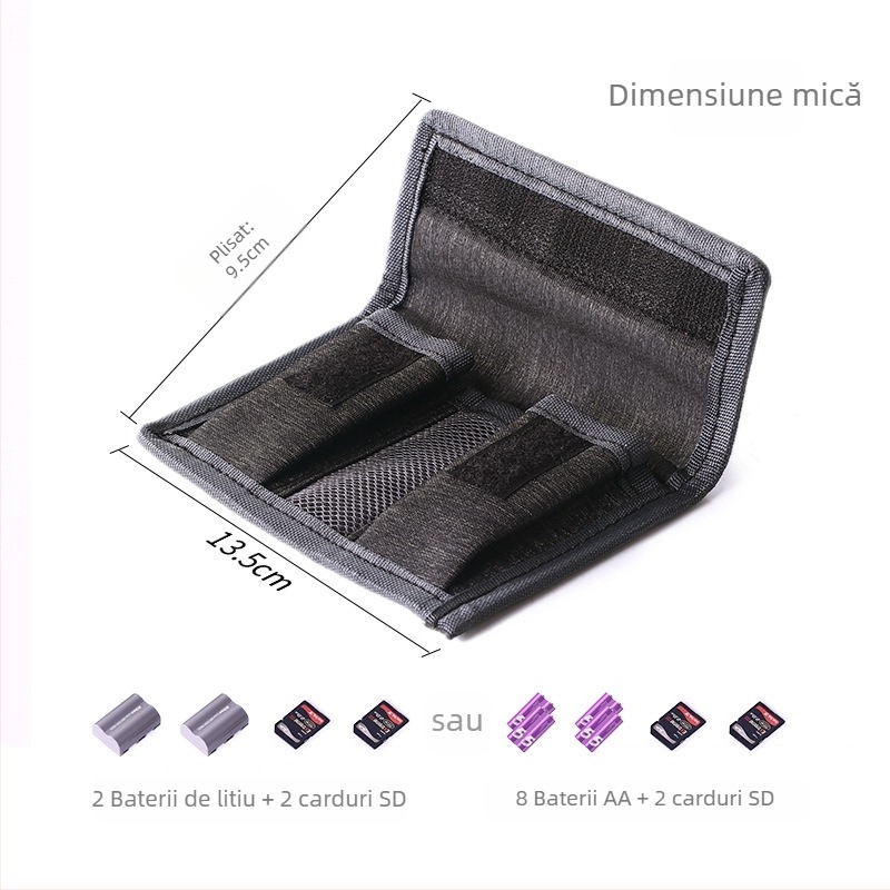 Geantă de stocare a bateriilor pentru cameră,/material Silis, capacitate 4 baterii, compatibilă cu bateriile AA, greutate 50 g