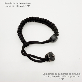 Șnur anti-pierdere împletit pentru camere de acțiune, cu șurub 1/4, compatibil universal, hardware din plastic + bandă, logo personalizabil