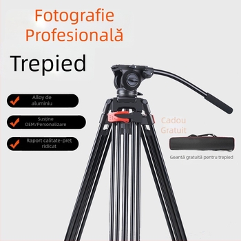 Trepied cu PTZ hidraulic, aliaj de aluminiu, construcție cu 3 secțiuni, încărcare 6–10 kg, model 1802