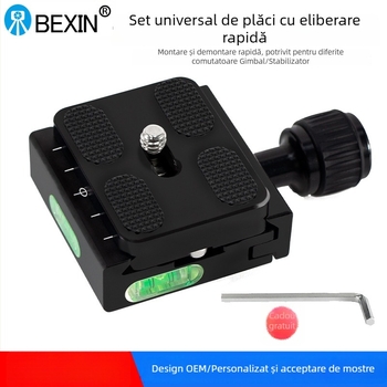 BEXIN QR-50S Set Plăci de Eliberare Rapidă pentru Trepied și DSLR – Aluminiu, Sarcină maximă 2–5 kg, Greutate 0.145 kg