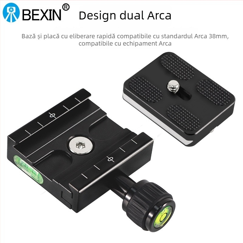 BEXIN QR-50S Set Plăci de Eliberare Rapidă pentru Trepied și DSLR – Aluminiu, Sarcină maximă 2–5 kg, Greutate 0.145 kg