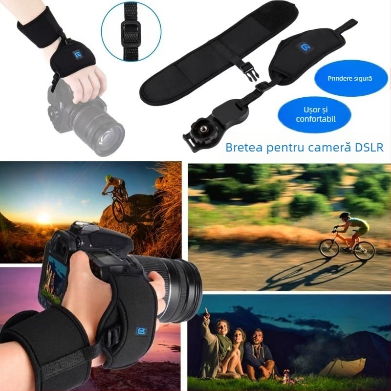 Bretea de încheietură pentru cameră din neopren, compatibil universal, lungime reglabilă, elastică