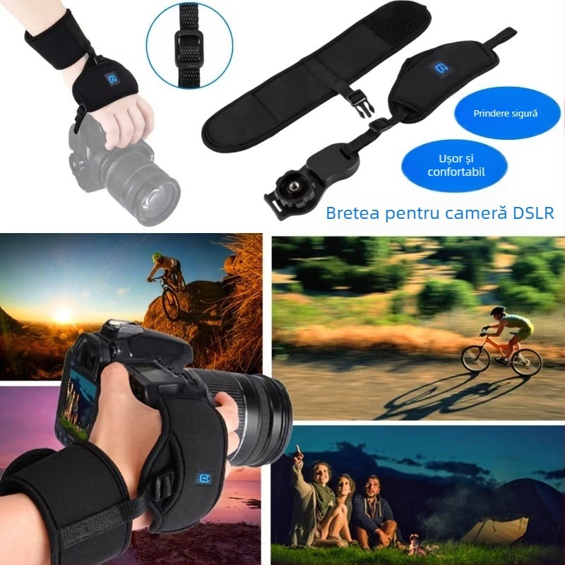 Bretea de încheietură pentru cameră din neopren, compatibil universal, lungime reglabilă, elastică