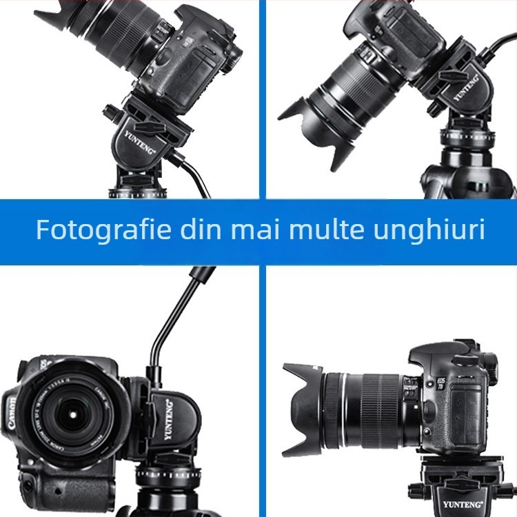Tripod Yunteng VCT-860AV cu cap hidraulic, din aliaj de aluminiu, 3 secțiuni, încărcare maximă 4 kg, placă de eliberare rapidă