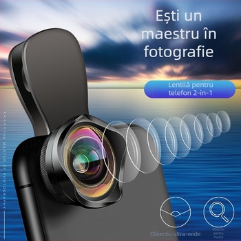 Dayleer Universal obiectiv extern pentru telefoane mobile — set 2 în 1 wide-angle și macro, compatibilitate universală