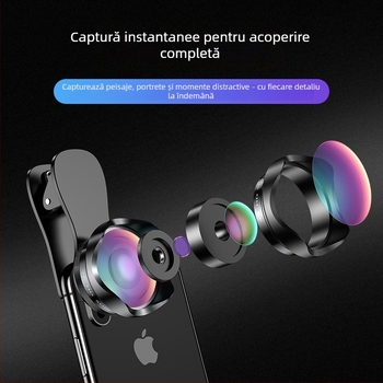 Dayleer Universal obiectiv extern pentru telefoane mobile — set 2 în 1 wide-angle și macro, compatibilitate universală