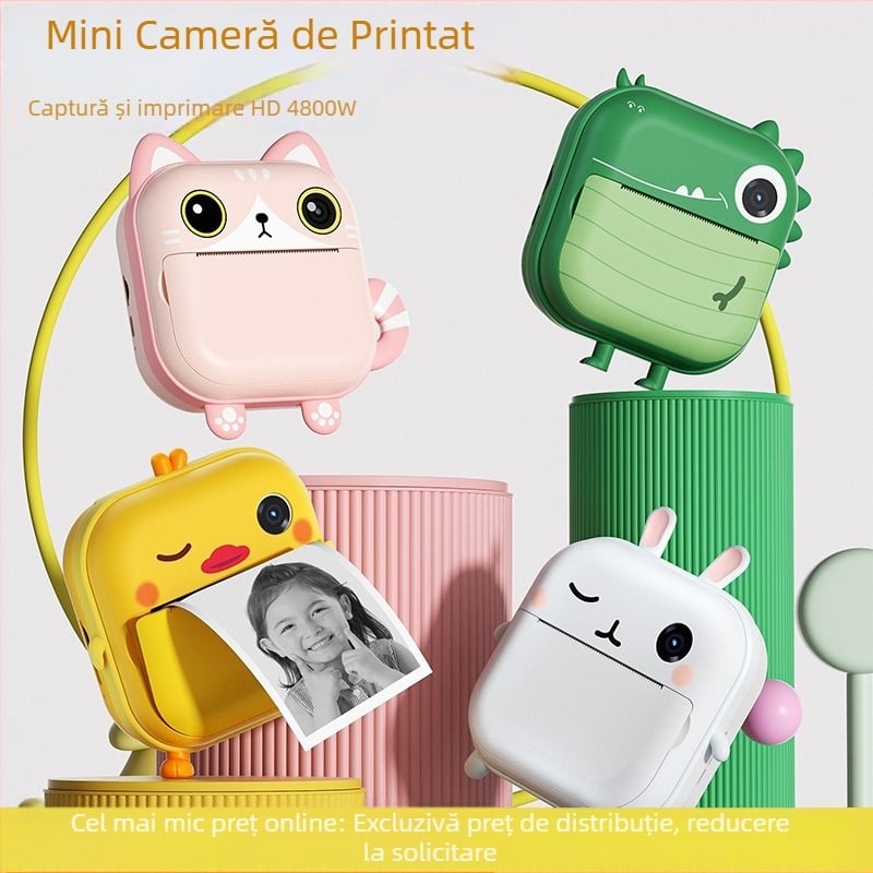 M2 Cameră pentru copii pentru imprimare, cu obiectiv dual, 48 MP, ecran LCD 2.4'', TF card, carcasă ABS