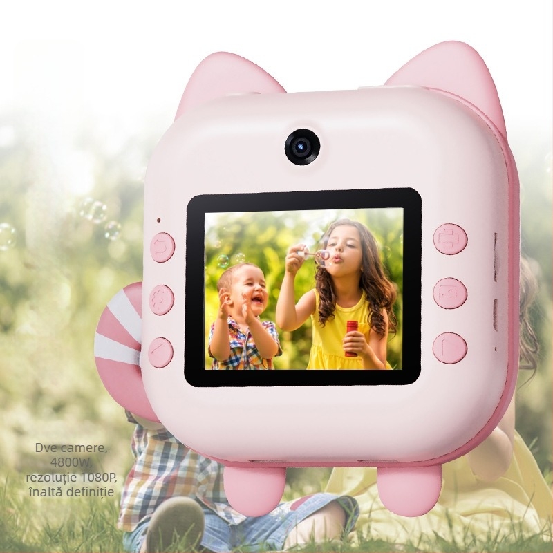 M2 Cameră pentru copii pentru imprimare, cu obiectiv dual, 48 MP, ecran LCD 2.4'', TF card, carcasă ABS