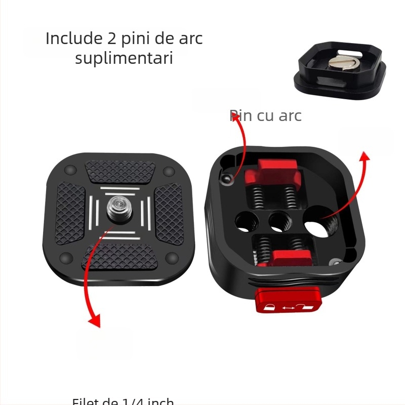 Placă DSLR pentru eliberare rapidă, cap de trepied - Shadow to Boundary model 9-55, aliaj de aluminiu, sarcină maximă 6-10 kg, greutate 52 g