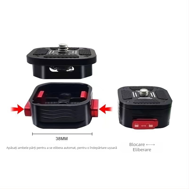 Placă DSLR pentru eliberare rapidă, cap de trepied - Shadow to Boundary model 9-55, aliaj de aluminiu, sarcină maximă 6-10 kg, greutate 52 g