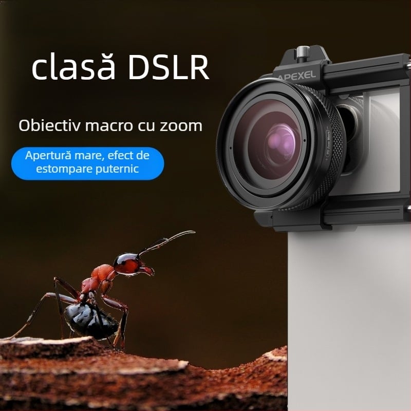 Apexel ZM100 obiectiv zoom pentru telefonul mobil – fotografie macro HD pentru insecte, flori și bijuterii, nivel DSLR