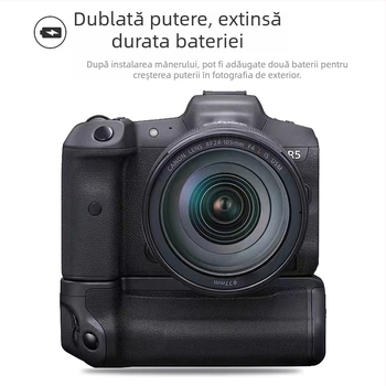 RINGTEAM BG-R10 Mâner baterie pentru Canon EOS R5/R6/R5C, cu control vertical și durată de viață a bateriei îmbunătățită