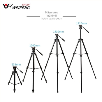 Weifeng WF-3308A Trepied pentru DSLR cu cap 3D PTZ, aliaj de aluminiu, picioare din 3 secțiuni, placă cu eliberare rapidă, greutate 2,16 kg