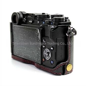 Husă jumătate din piele naturală pentru Olympus PEN-F – bază din piele, geantă pentru cameră fără oglindă, stil clutch, rezistență la uzură și șocuri