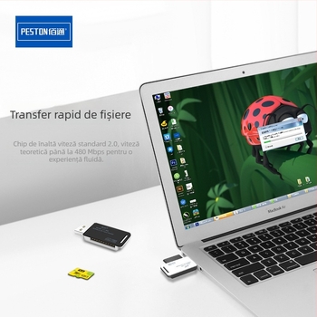 PESTON cititor USB 2.0 2 în 1 pentru microSD/TF, model Bai Tong Yi Jin YJ-368 • instalare externă • suport TF/microSD • greutate 0.3