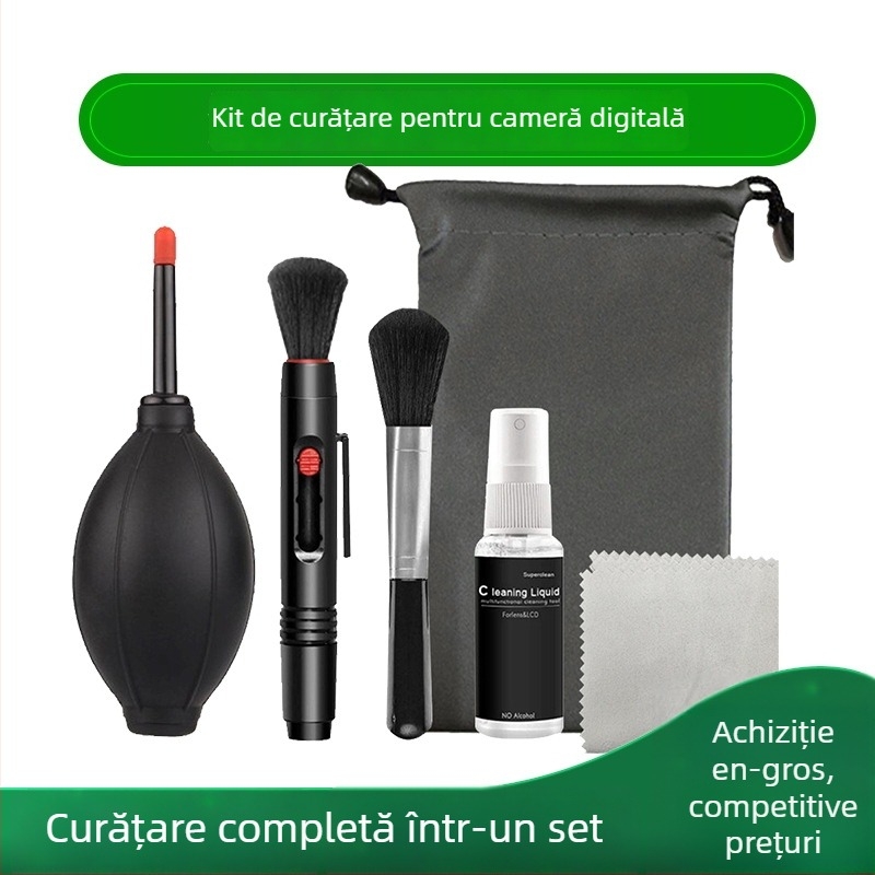 Set de curățare pentru camere foto – pentru lentile, camere DSLR, calculatoare și telefoane mobile; material plastic; producție OEM; ambalaj inclus.