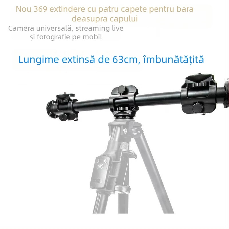 Junrun 369 Kit cap de trepied pentru fotografierea deasupra cu telefonul și camera, montaj 1/4-inch, construcție din fier, sarcină maximă 2–5 kg