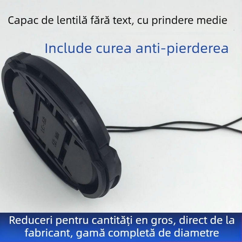 Capac de obiectiv universal fără text, 58 mm, Model 52 – prelucrare OEM, compatibilitate generală, ambalare în pungă PP