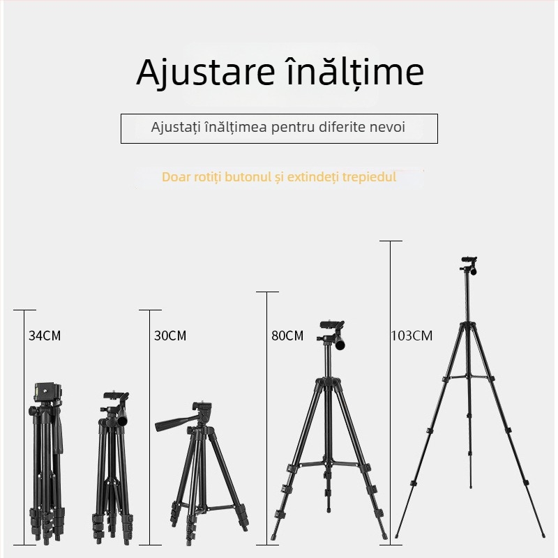 Trepied pentru DSLR și telefon cu 3D PTZ, din aliaj de aluminiu, încărcătură 2-5 kg, placă de eliberare rapidă