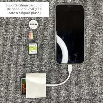 Cititor de carduri trei în unu CF/SD/TF pentru dispozitive iOS – cititor extern de înaltă viteză, suport CF/SD/SDHC/TF/MicroSD