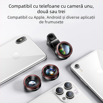 Leftlook 4K obiectiv fisheye pentru telefon mobil — macro extern și unghi larg, compatibil cu Apple și Huawei, nivel DSLR